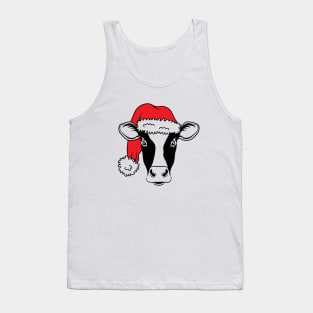 Cow Reindeer Hat Santa Christmas Lights Tank Top